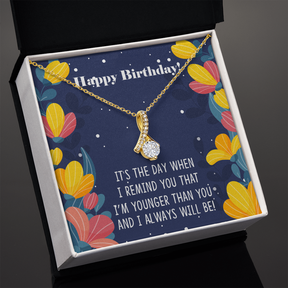 To My Sister I Will Always Will Be Alluring Ribbon Necklace Message Card-Express Your Love Gifts