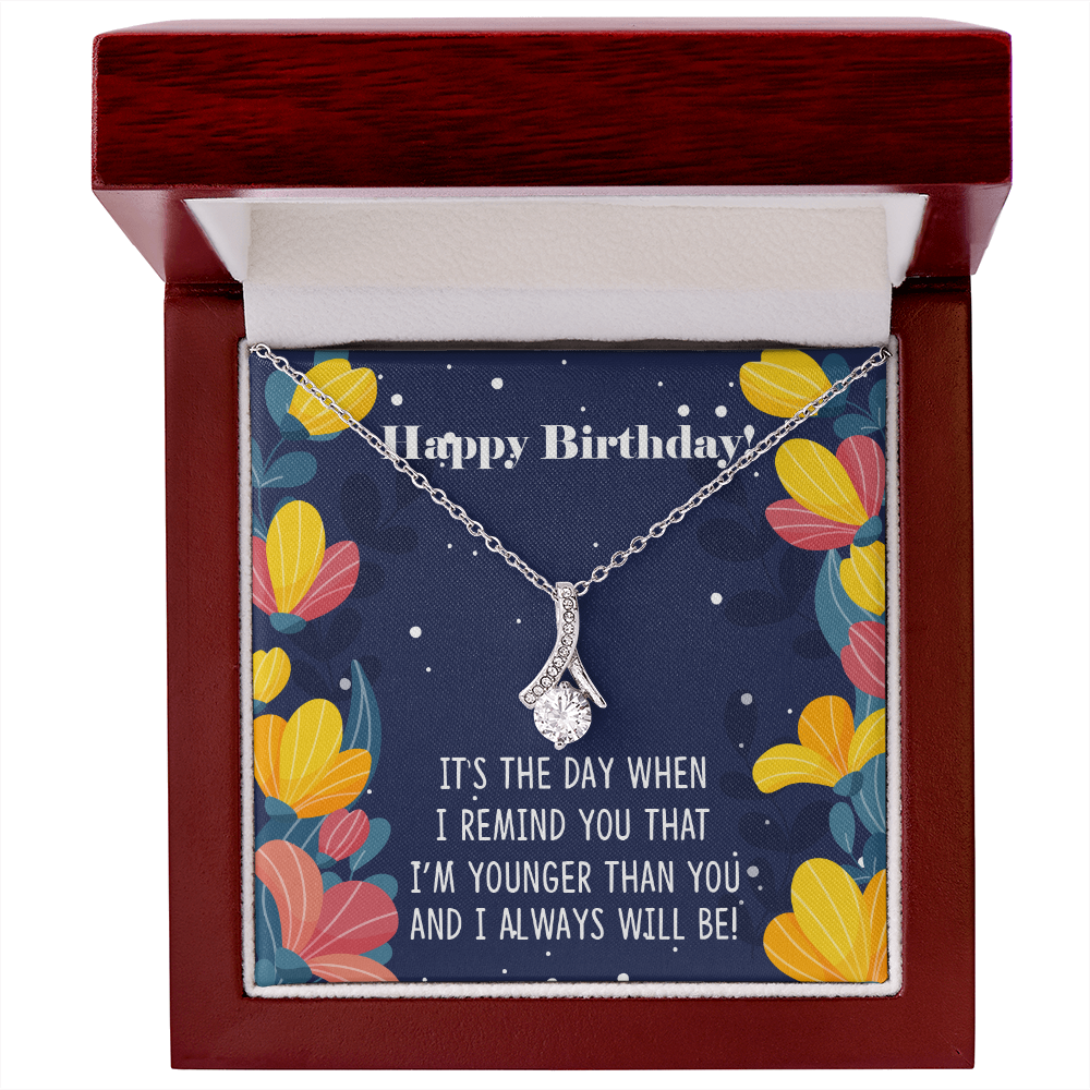 To My Sister I Will Always Will Be Alluring Ribbon Necklace Message Card-Express Your Love Gifts