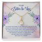 To My Sister-In-Law I Know You Now as My Bonus Sister Alluring Ribbon Necklace Message Card-Express Your Love Gifts