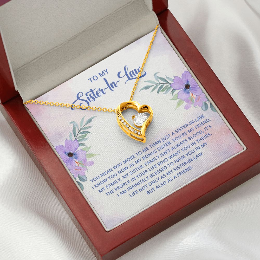To My Sister-In-Law I Know You Now as My Bonus Sister Forever Necklace w Message Card-Express Your Love Gifts