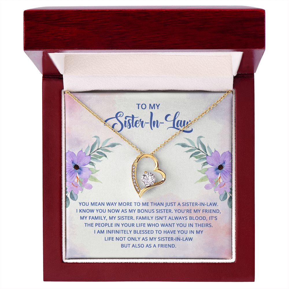 To My Sister-In-Law I Know You Now as My Bonus Sister Forever Necklace w Message Card-Express Your Love Gifts