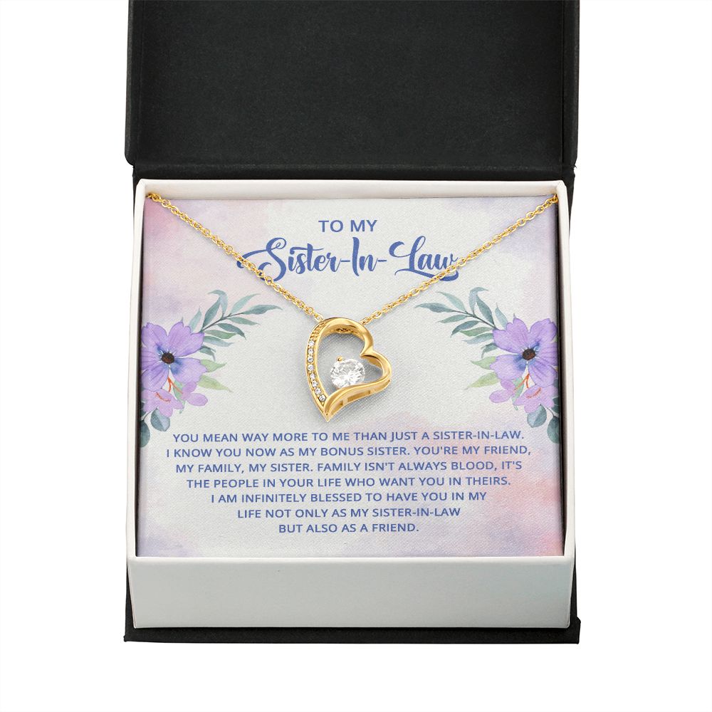 To My Sister-In-Law I Know You Now as My Bonus Sister Forever Necklace w Message Card-Express Your Love Gifts