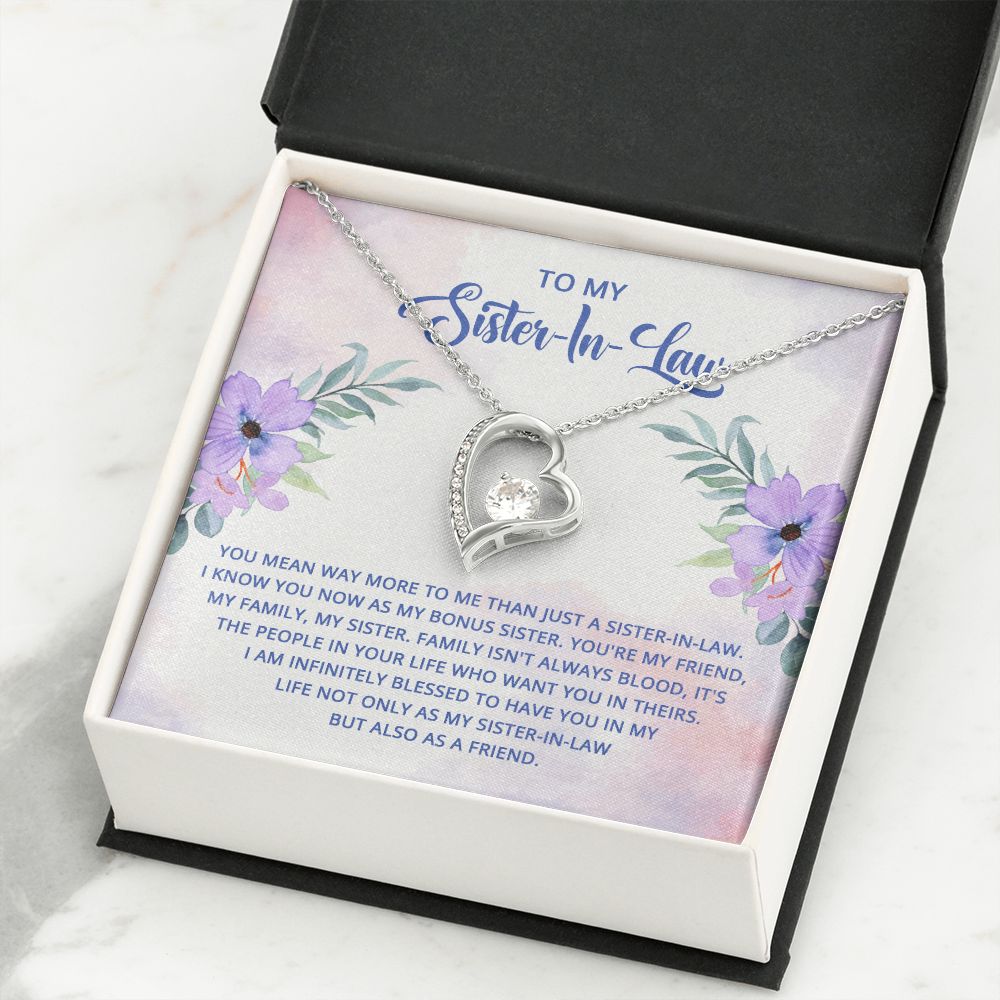 To My Sister-In-Law I Know You Now as My Bonus Sister Forever Necklace w Message Card-Express Your Love Gifts