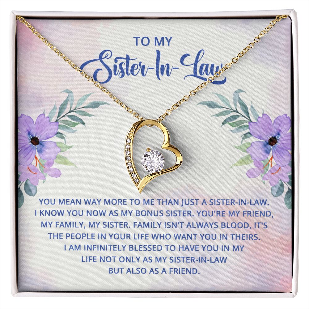 To My Sister-In-Law I Know You Now as My Bonus Sister Forever Necklace w Message Card-Express Your Love Gifts