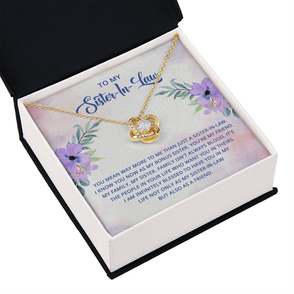 To My Sister-In-Law I Know You Now as My Bonus Sister Infinity Knot Necklace Message Card-Express Your Love Gifts