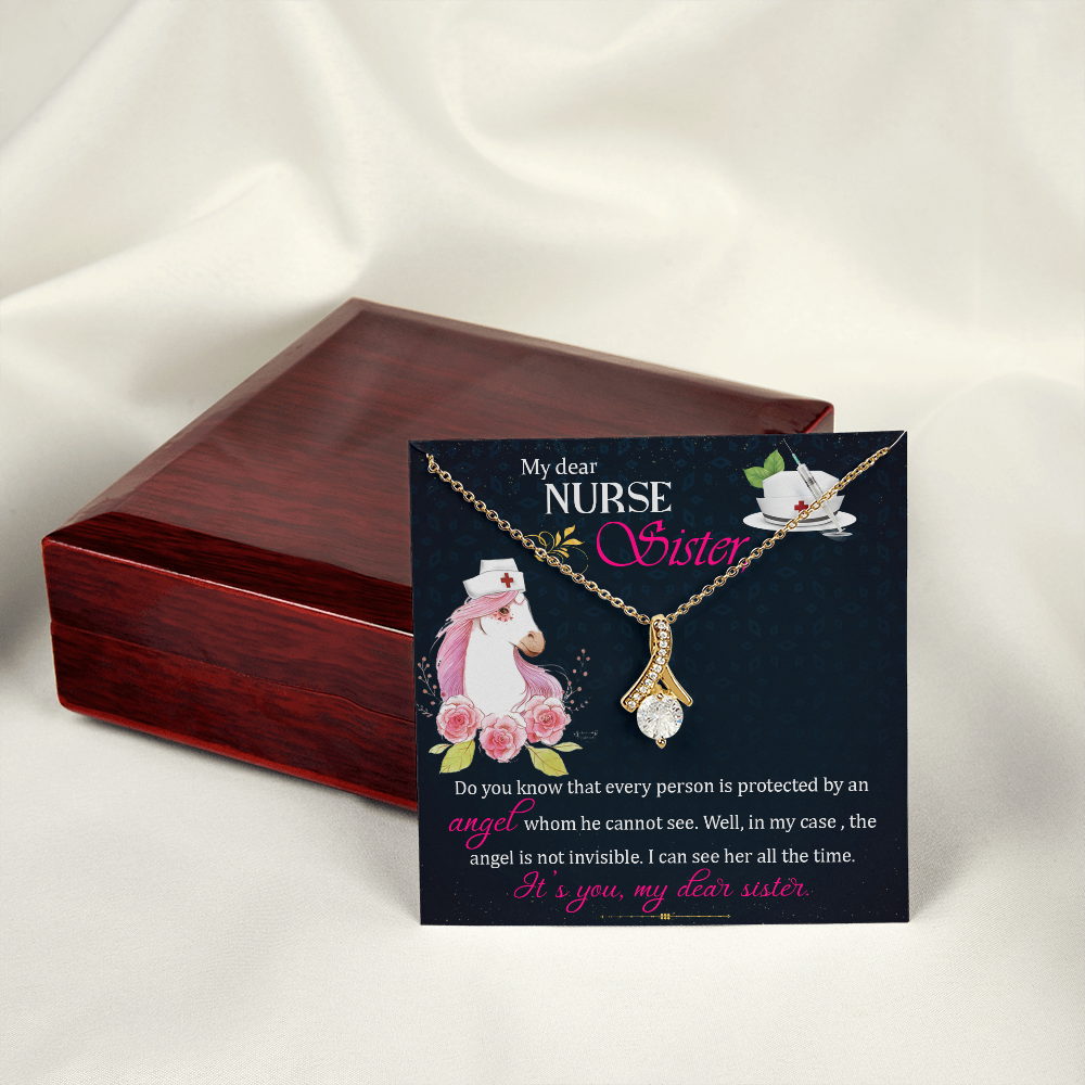 To My Sister My Dear Nurse Sister Alluring Ribbon Necklace Message Card-Express Your Love Gifts