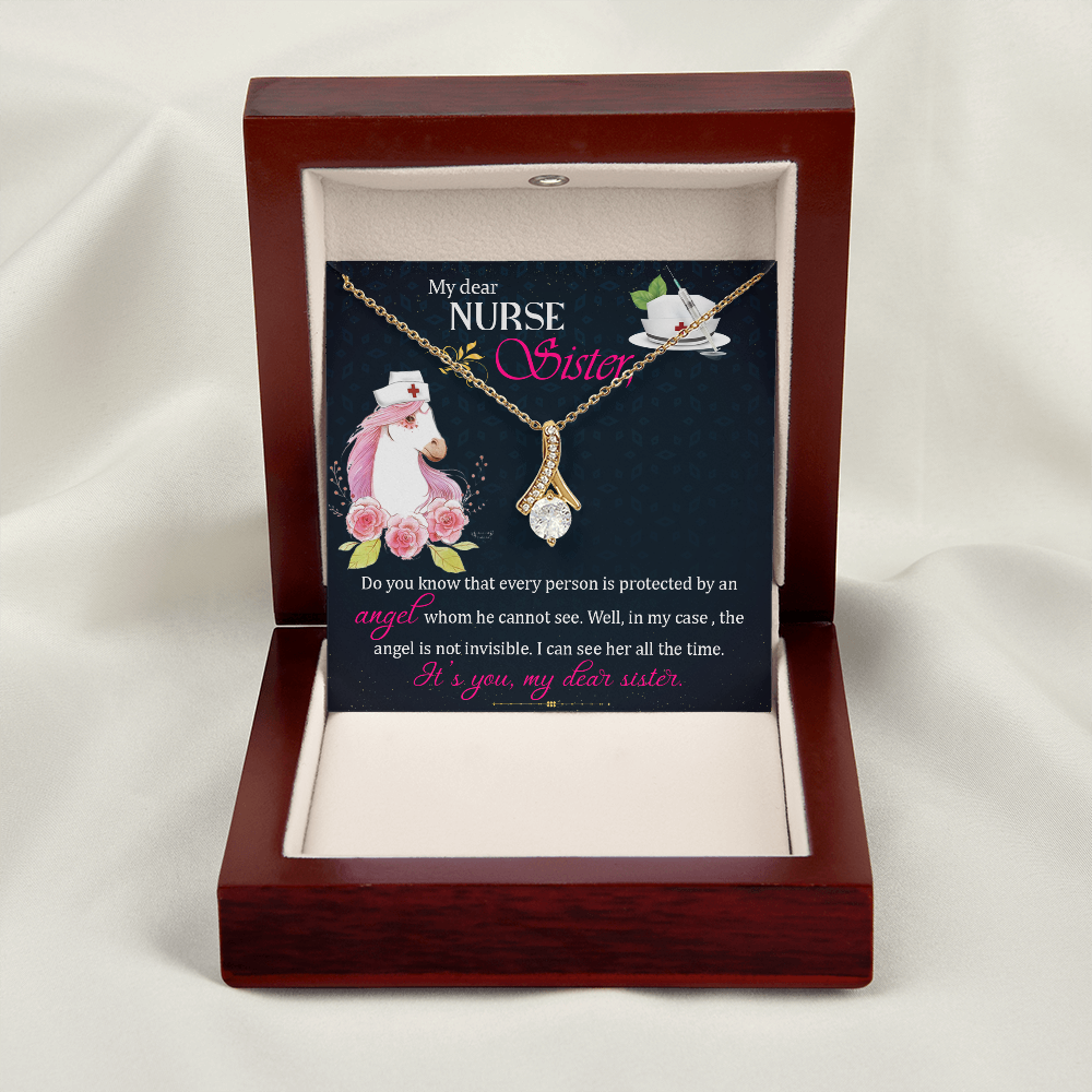 To My Sister My Dear Nurse Sister Alluring Ribbon Necklace Message Card-Express Your Love Gifts