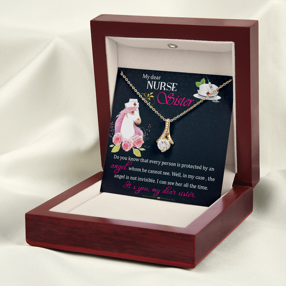 To My Sister My Dear Nurse Sister Alluring Ribbon Necklace Message Card-Express Your Love Gifts