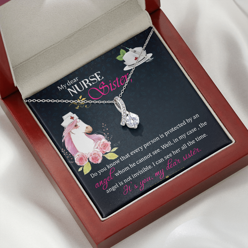 To My Sister My Dear Nurse Sister Alluring Ribbon Necklace Message Card-Express Your Love Gifts