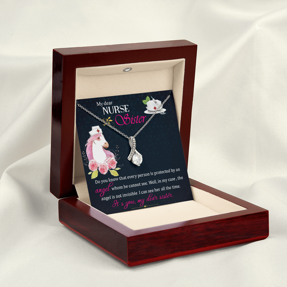 To My Sister My Dear Nurse Sister Alluring Ribbon Necklace Message Card-Express Your Love Gifts