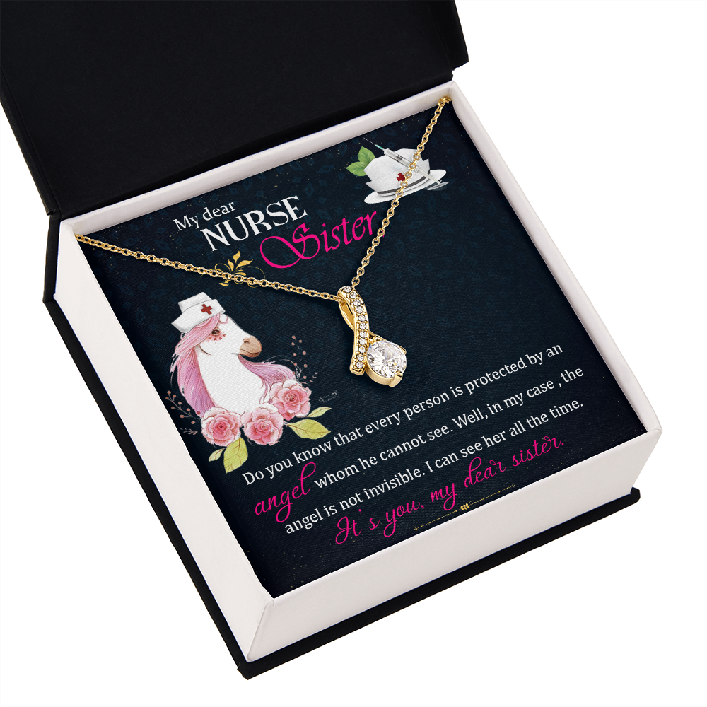 To My Sister My Dear Nurse Sister Alluring Ribbon Necklace Message Card-Express Your Love Gifts