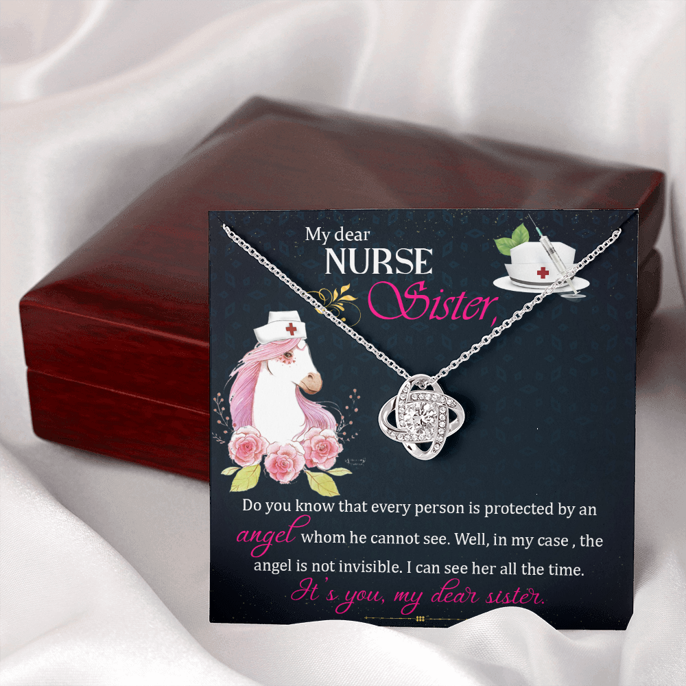 To My Sister My Dear Nurse Sister Infinity Knot Necklace Message Card-Express Your Love Gifts
