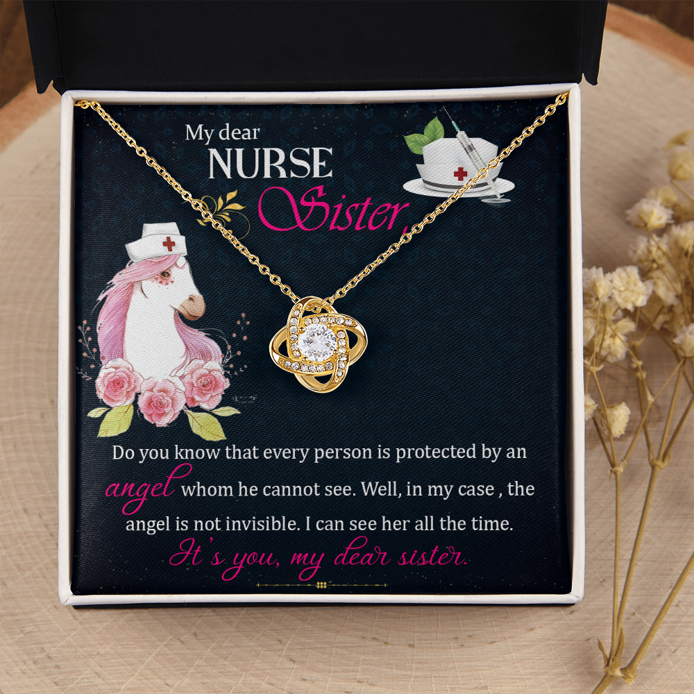 To My Sister My Dear Nurse Sister Infinity Knot Necklace Message Card-Express Your Love Gifts