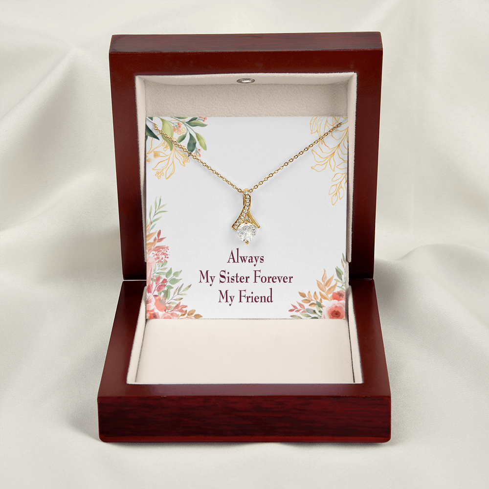To My Sister My Sister Forever Alluring Ribbon Necklace Message Card-Express Your Love Gifts
