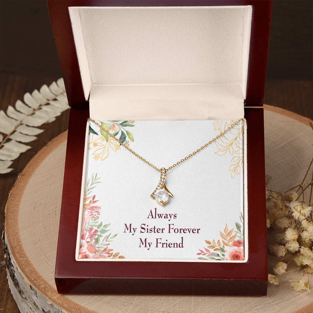 To My Sister My Sister Forever Alluring Ribbon Necklace Message Card-Express Your Love Gifts