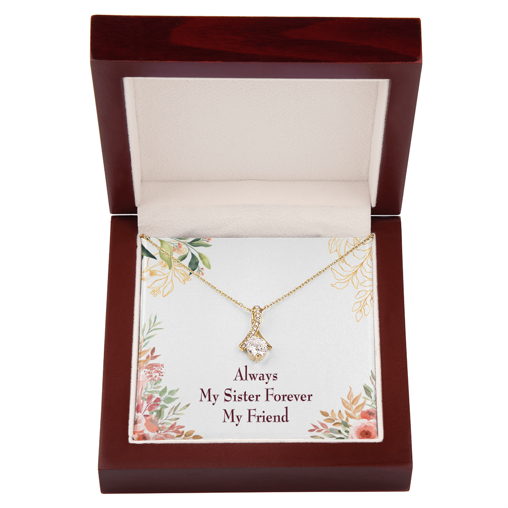 To My Sister My Sister Forever Alluring Ribbon Necklace Message Card-Express Your Love Gifts