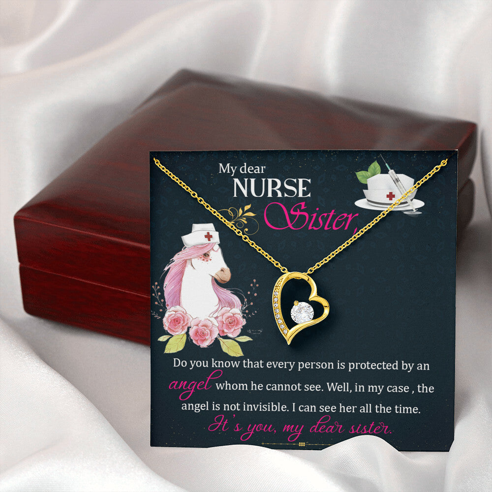 To My Sister Nurse Forever Necklace w Message Card-Express Your Love Gifts