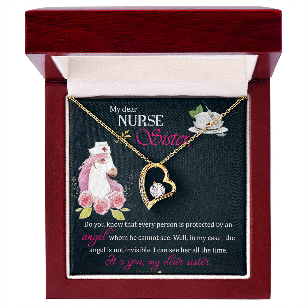 To My Sister Nurse Forever Necklace w Message Card-Express Your Love Gifts