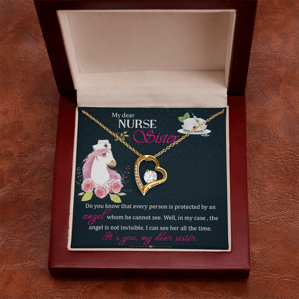 To My Sister Nurse Forever Necklace w Message Card-Express Your Love Gifts
