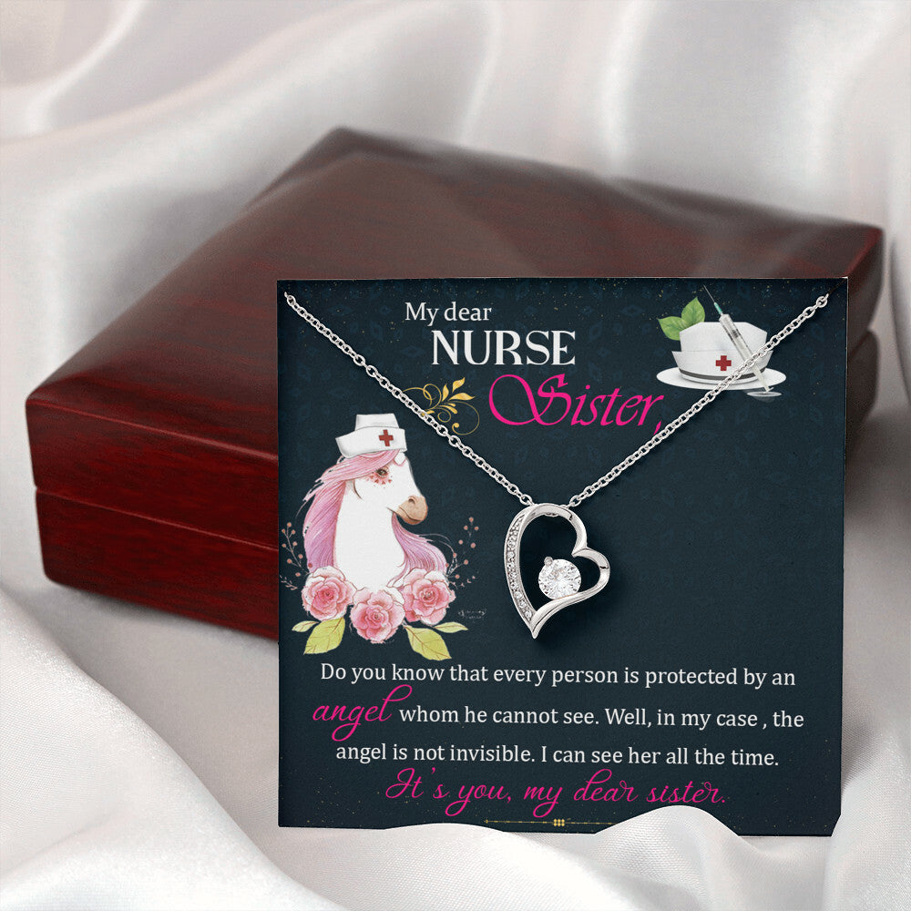 To My Sister Nurse Forever Necklace w Message Card-Express Your Love Gifts