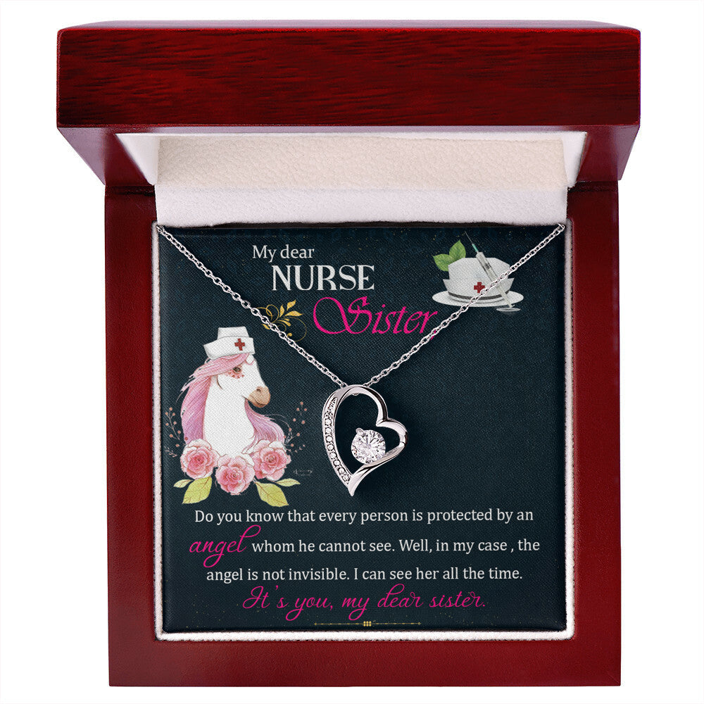 To My Sister Nurse Forever Necklace w Message Card-Express Your Love Gifts