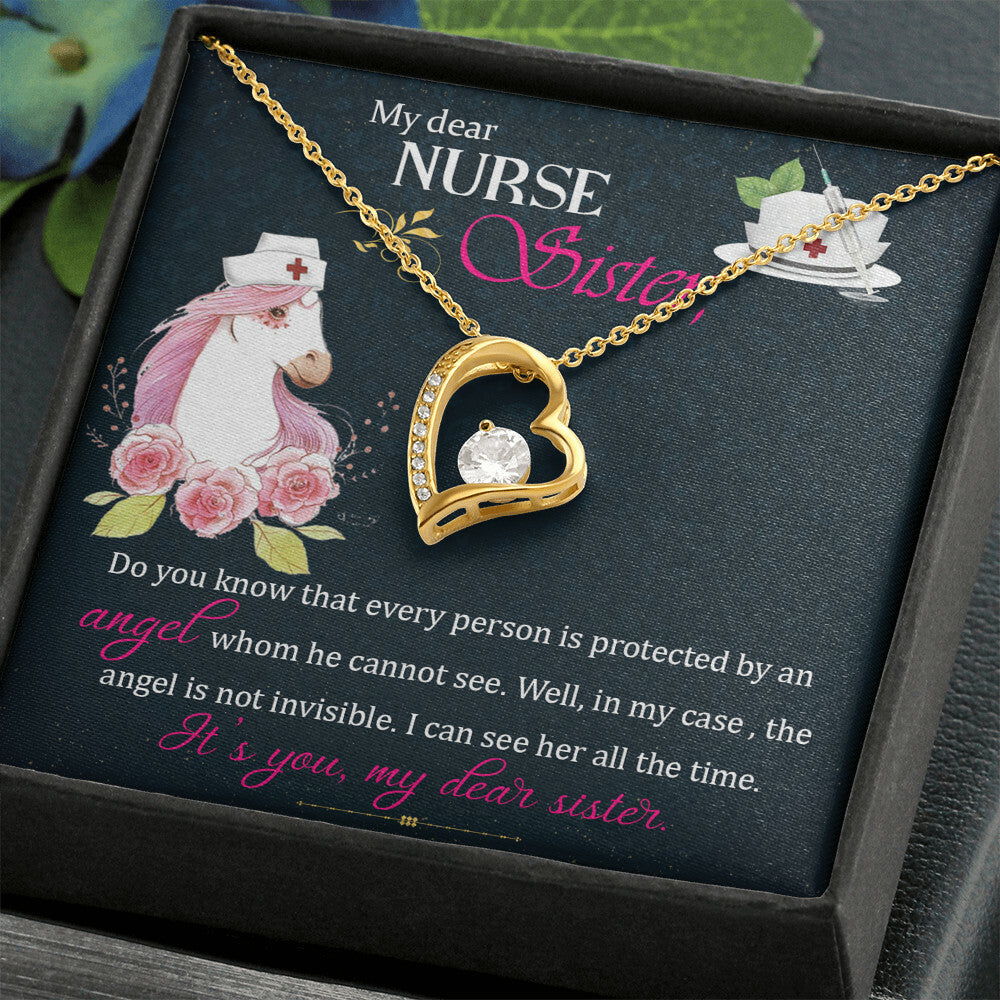 To My Sister Nurse Forever Necklace w Message Card-Express Your Love Gifts