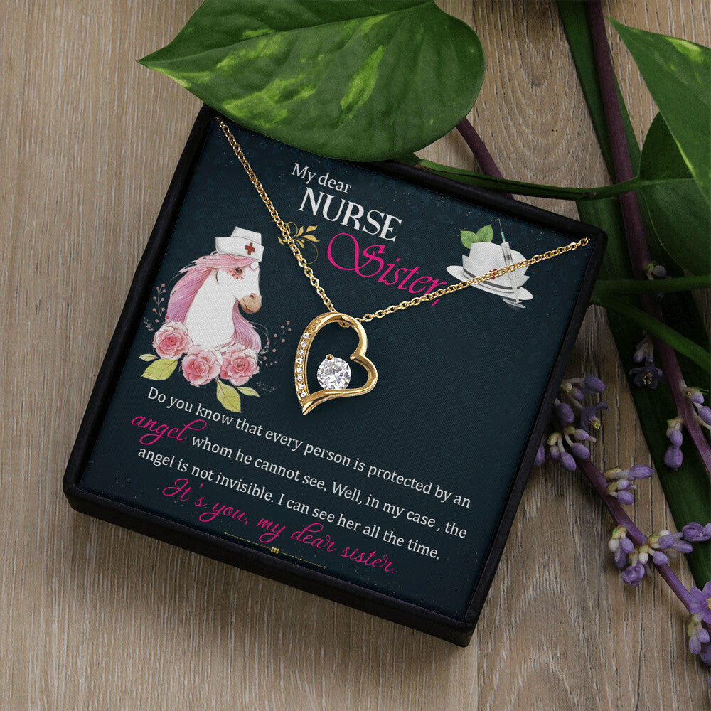 To My Sister Nurse Forever Necklace w Message Card-Express Your Love Gifts