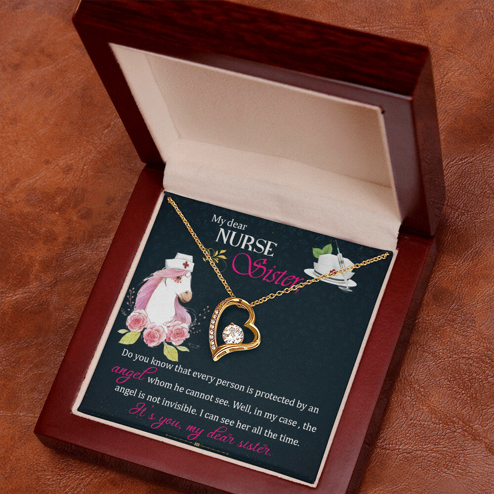 To My Sister Nurse Forever Necklace w Message Card-Express Your Love Gifts