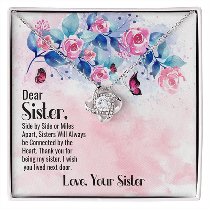 To My Sister Side by Side Infinity Knot Necklace Message Card-Express Your Love Gifts