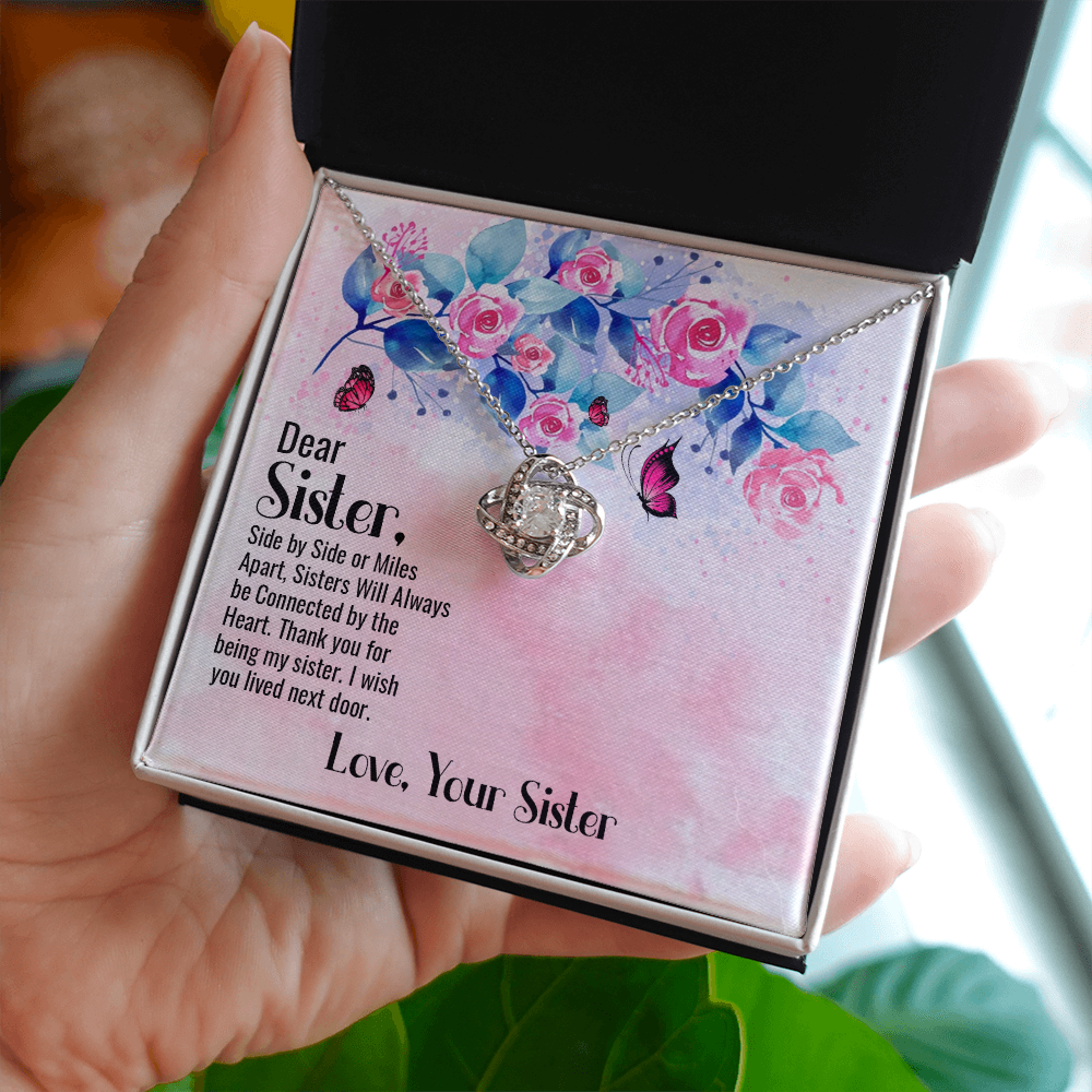 To My Sister Side by Side Infinity Knot Necklace Message Card-Express Your Love Gifts