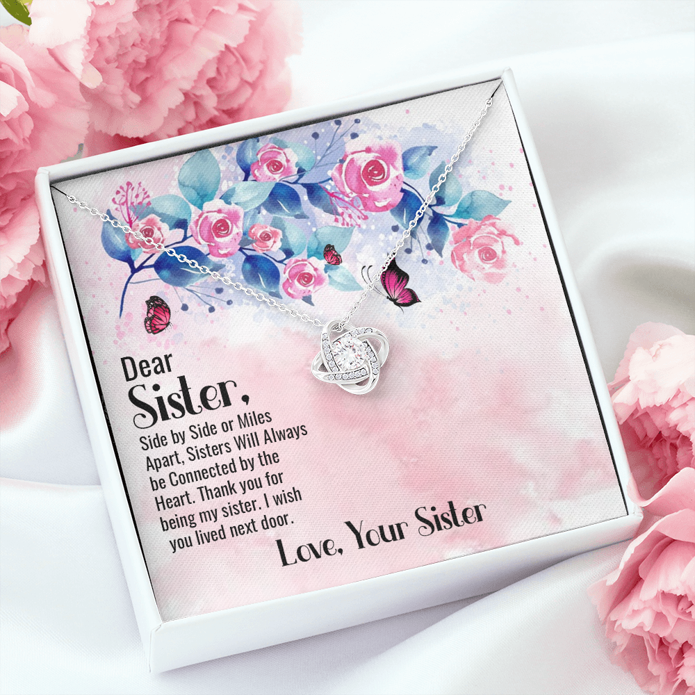 To My Sister Side by Side Infinity Knot Necklace Message Card-Express Your Love Gifts