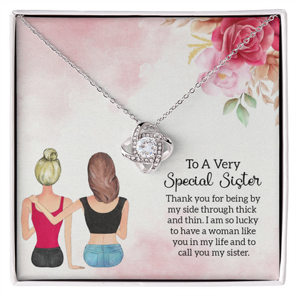 To My Sister Special Sister Infinity Knot Necklace Message Card-Express Your Love Gifts