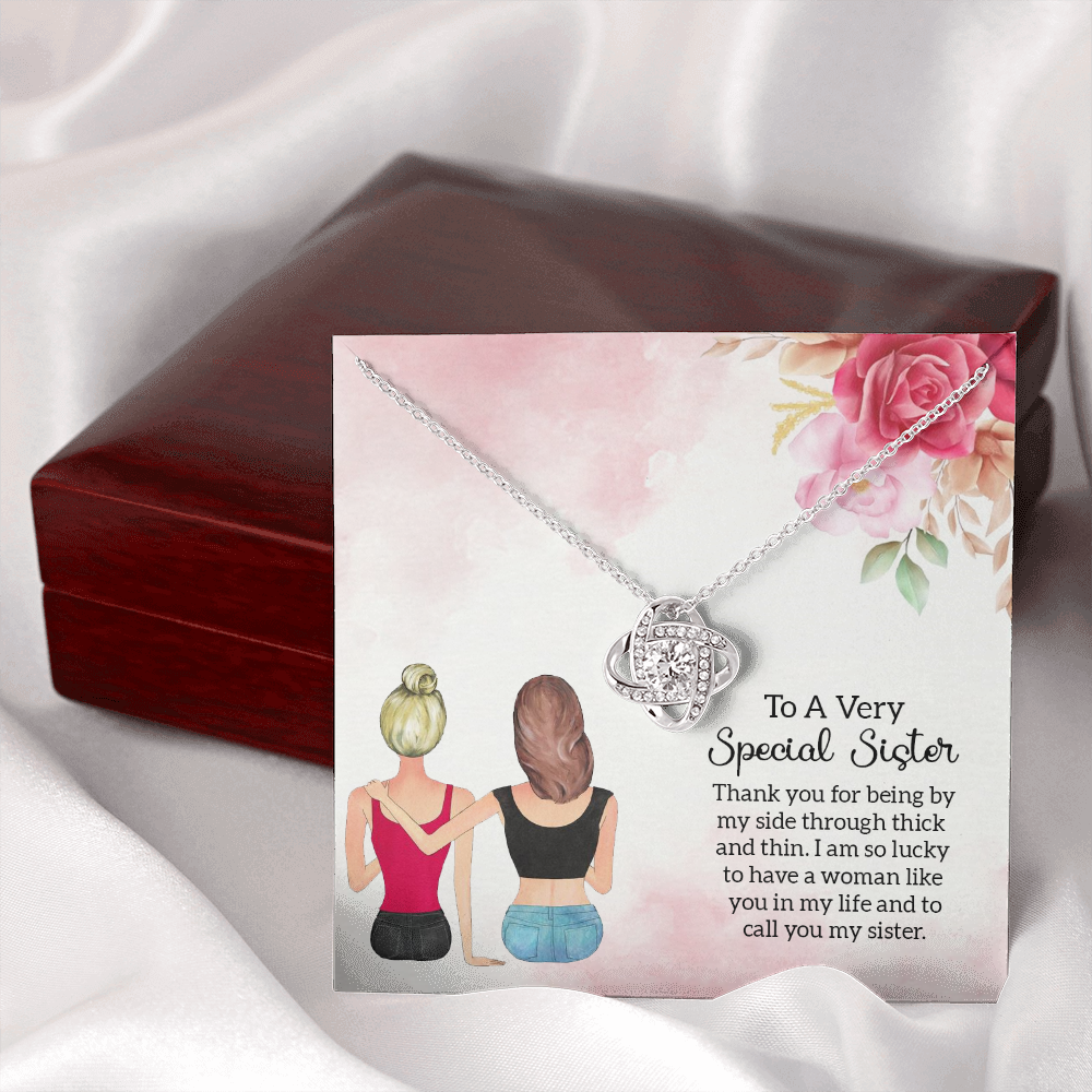 To My Sister Special Sister Infinity Knot Necklace Message Card-Express Your Love Gifts