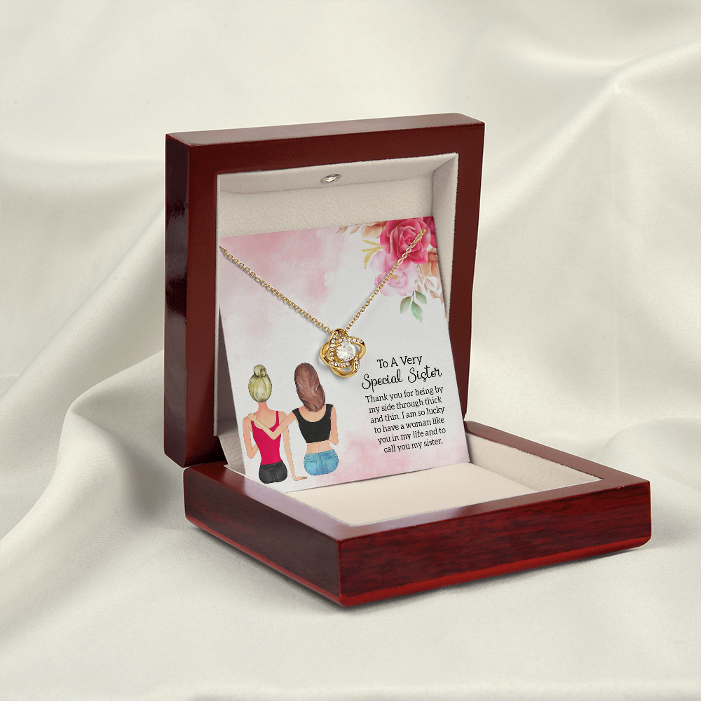 To My Sister Special Sister Infinity Knot Necklace Message Card-Express Your Love Gifts