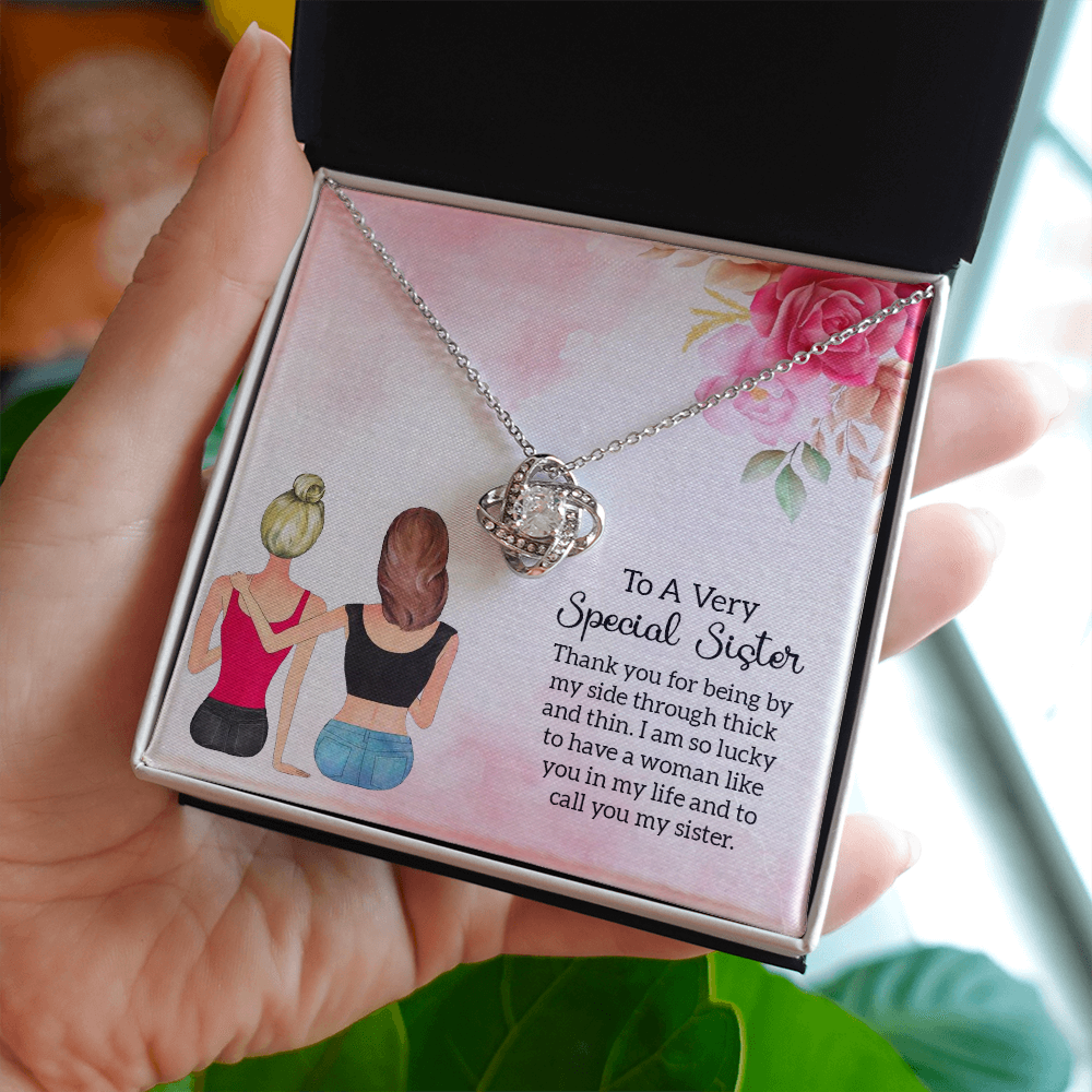 To My Sister Special Sister Infinity Knot Necklace Message Card-Express Your Love Gifts