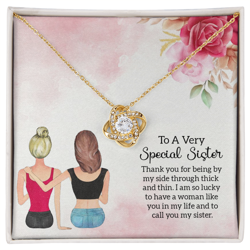 To My Sister Special Sister Infinity Knot Necklace Message Card-Express Your Love Gifts