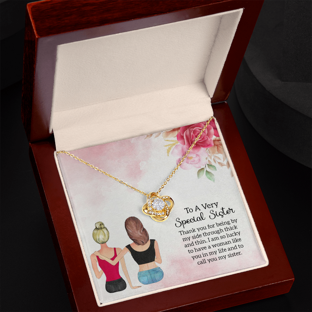 To My Sister Special Sister Infinity Knot Necklace Message Card-Express Your Love Gifts