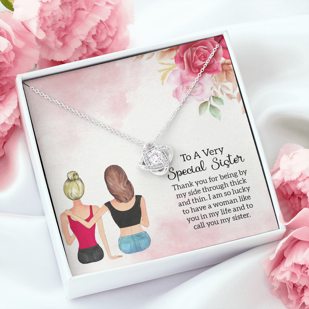 To My Sister Special Sister Infinity Knot Necklace Message Card-Express Your Love Gifts