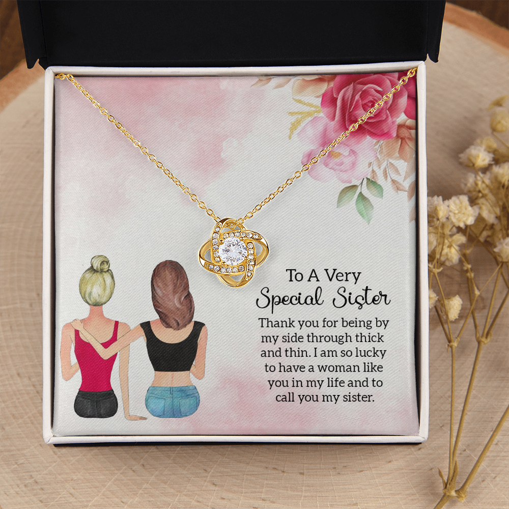 To My Sister Special Sister Infinity Knot Necklace Message Card-Express Your Love Gifts