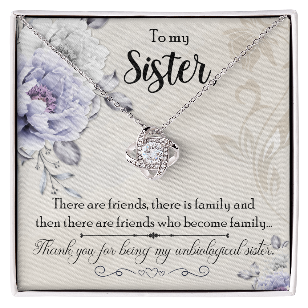 To My Sister Thank You For Being My Unbiological Sister Infinity Knot Necklace Message Card-Express Your Love Gifts