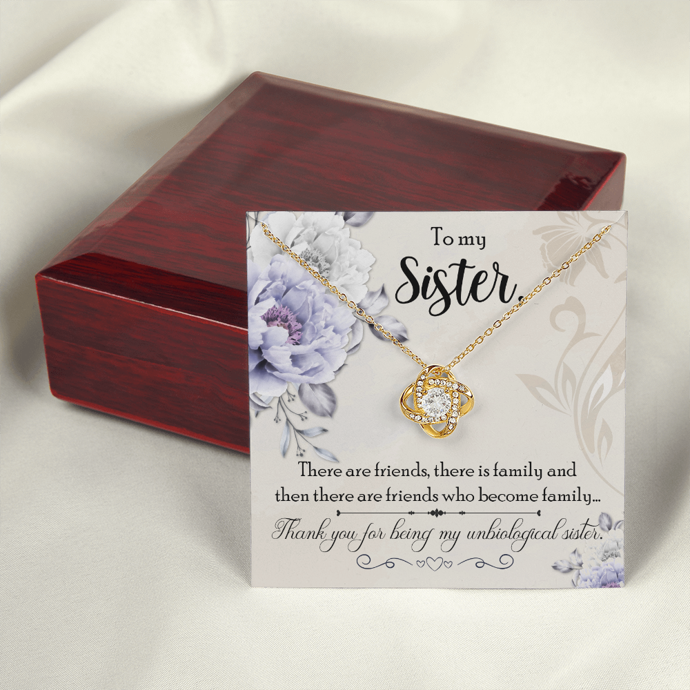 To My Sister Thank You For Being My Unbiological Sister Infinity Knot Necklace Message Card-Express Your Love Gifts