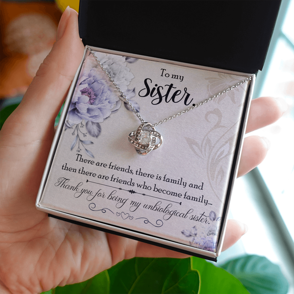 To My Sister Thank You For Being My Unbiological Sister Infinity Knot Necklace Message Card-Express Your Love Gifts