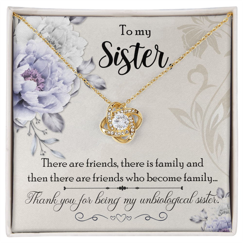 To My Sister Thank You For Being My Unbiological Sister Infinity Knot Necklace Message Card-Express Your Love Gifts