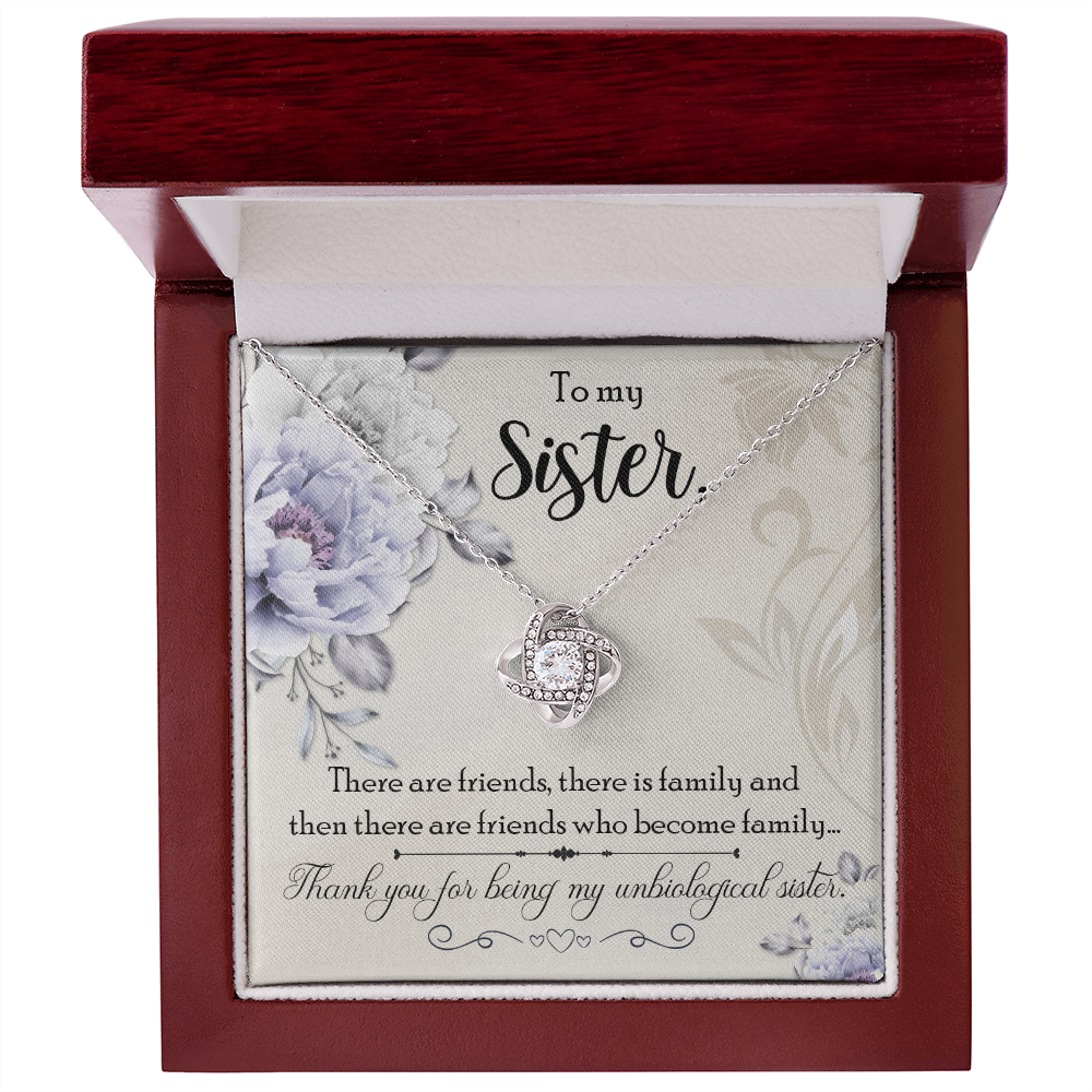 To My Sister Thank You For Being My Unbiological Sister Infinity Knot Necklace Message Card-Express Your Love Gifts