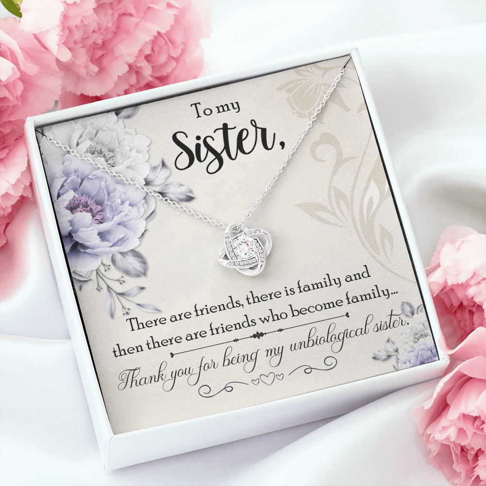 To My Sister Thank You For Being My Unbiological Sister Infinity Knot Necklace Message Card-Express Your Love Gifts