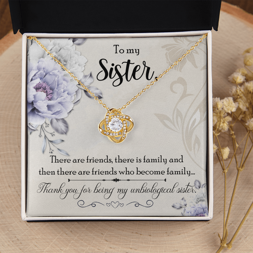 To My Sister Thank You For Being My Unbiological Sister Infinity Knot Necklace Message Card-Express Your Love Gifts