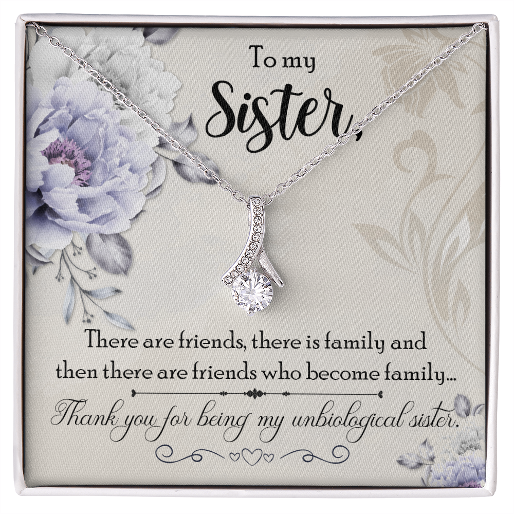To My Sister Thank You My Unbiological Sister Alluring Ribbon Necklace Message Card-Express Your Love Gifts