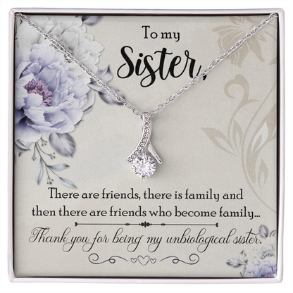 To My Sister Thank You My Unbiological Sister Alluring Ribbon Necklace Message Card-Express Your Love Gifts