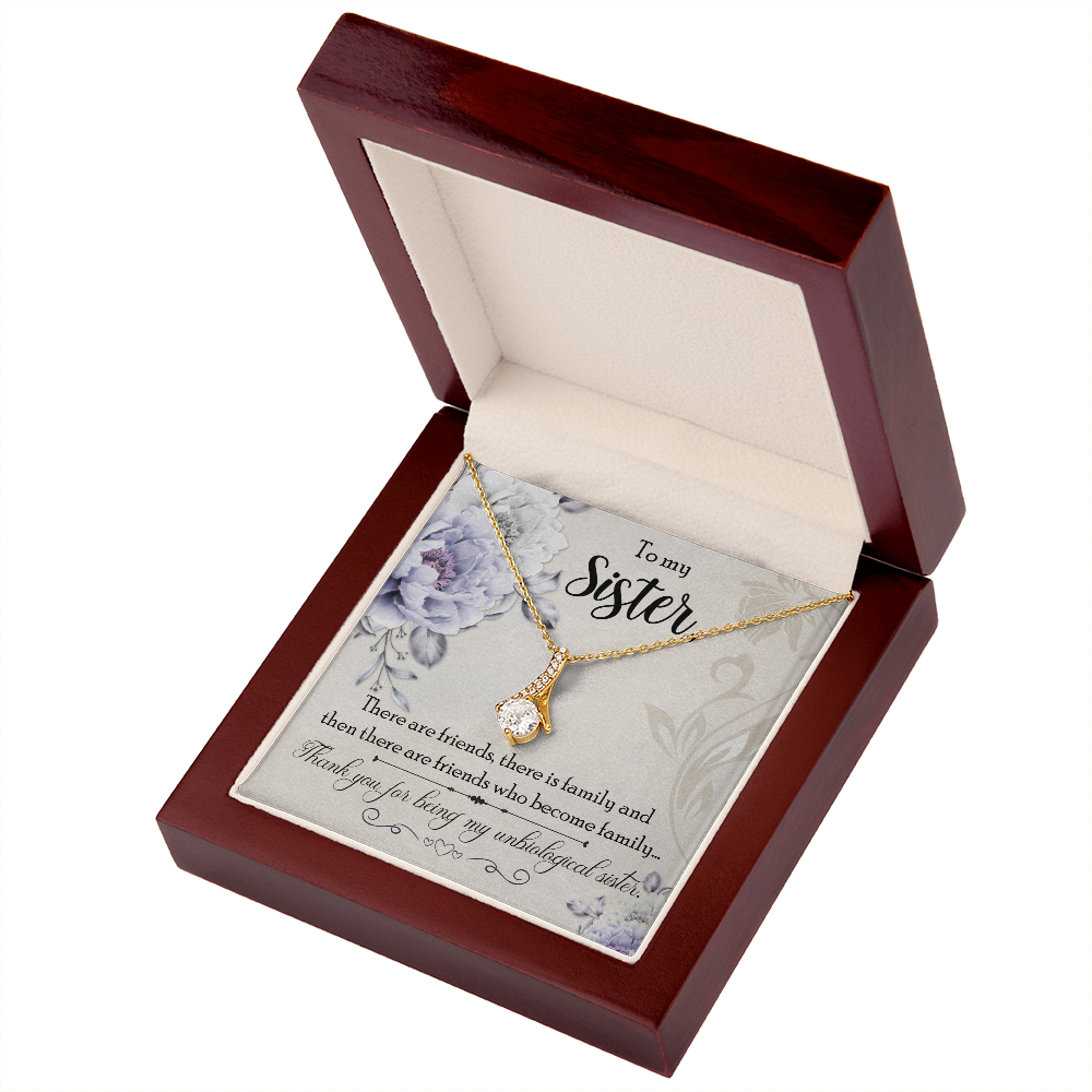 To My Sister Thank You My Unbiological Sister Alluring Ribbon Necklace Message Card-Express Your Love Gifts