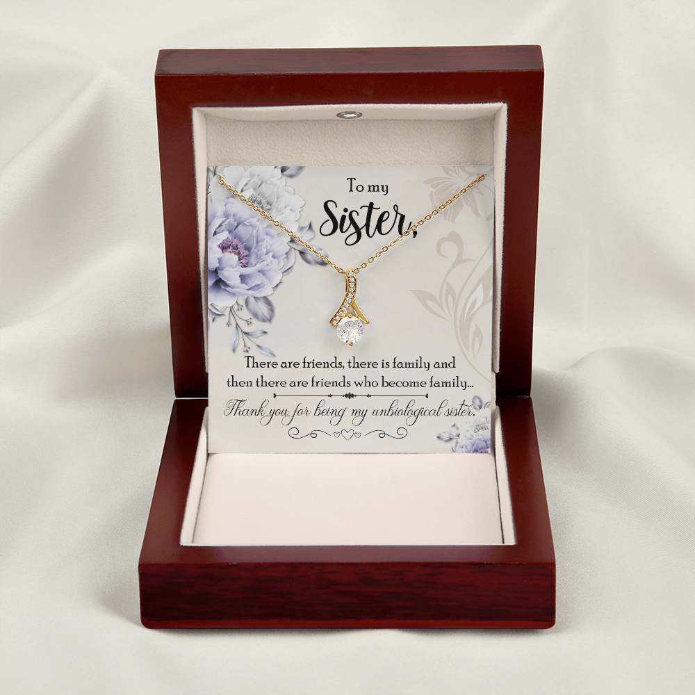 To My Sister Thank You My Unbiological Sister Alluring Ribbon Necklace Message Card-Express Your Love Gifts